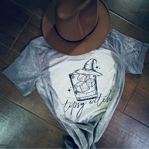 Bleached Tipsy Witch Halloween Shirt
